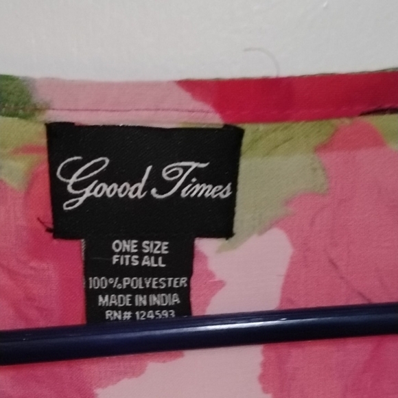 Pink and Red Floral Tunic with Rounded Cut Neckline - Picture 2 of 5